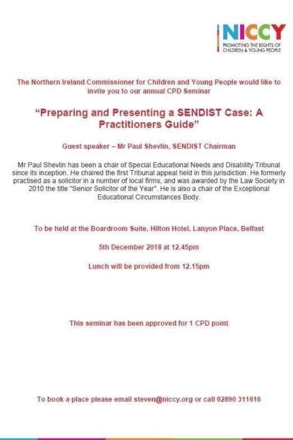NICCY Event Preparing and Presenting a SENDIST Case A Practitioners
